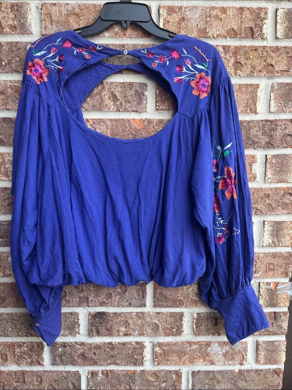 Free people lita Embroidered Open-Back Peasant Blouse -